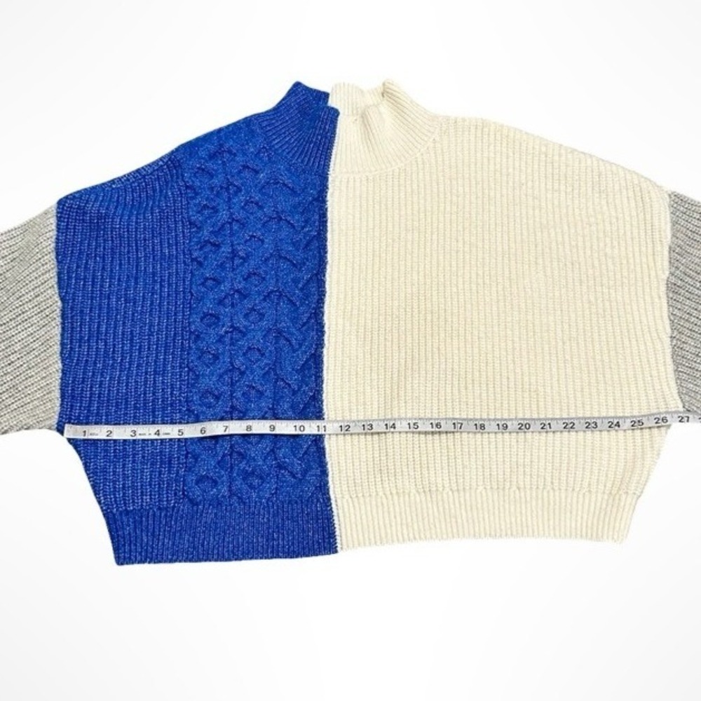 Express Colorblock Mock Neck Cable Knit Sweater C… - image 5